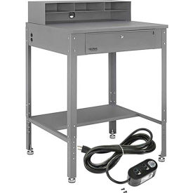 Global Industrial™ Flat Surfaced Shop Desk w/ Riser & Outlets 34-1/2""W x 30""D Gray