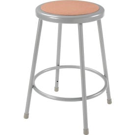 Interion® 24""H Steel Work Stool with Hardboard Seat - Backless - Gray - Pack of 2