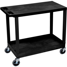 Luxor Plastic Utility Cart w/3 Shelves 400 lb. Capacity 35-1/4""L x 18""W x 35-1/4""H Black