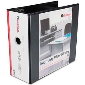 Universal® Economy D-Ring Vinyl View Binder 5"" Capacity Black
