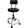 ShopSol Round Vinyl Lab Stool with Backrest - Black