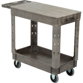 Global Industrial™ Flat Top Utility Cart w/2 Shelves 38""L x 17-1/2""W x 32-1/2""H Gray
