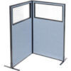 Interion® Freestanding 2-Panel Corner Room Divider w/Partial Window 36-1/4""W x 60""H Panels Blue