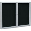 Ghent Enclosed Bulletin Board 2 Door 60""W x 36""H Black Fabric/Silver Frame