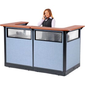 Interion® U-Shaped Reception Station w/Window and Raceway 88""W x 44""D x 46""H Cherry Counter