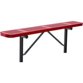 Global Industrial™ 6' Outdoor Steel Flat Bench Perforated Metal In Ground Mount Red
