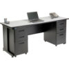 Interion® Office Desk with 6 drawers - 72"" x 24"" - Gray
