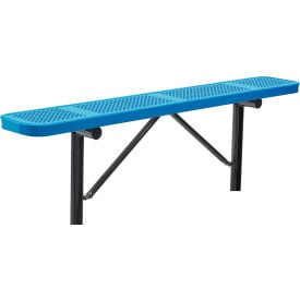 Global Industrial™ 6' Outdoor Steel Flat Bench Perforated Metal In Ground Mount Blue