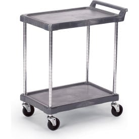 Olympic Storage Utility Cart w/2 Shelves & Chrome Posts 300 lb. Cap 38""L x 17""W x 33-1/4""H Gray