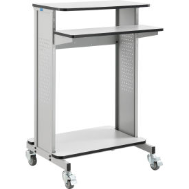Global Industrial™ Mobile Computer Workstation & Standing Desk With Keyboard & Mouse Tray Gray