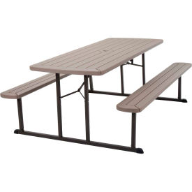 Bridgeport™ 6' Folding & Stackable Picnic Table Taupe