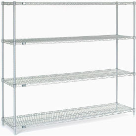 Nexel® 4 Shelf Stainless Steel Wire Shelving Unit Starter 72""W x 18""D x 63""H