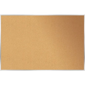 Ghent 4' x 10' Bulletin Board - Natural Cork Surface - Silver Frame