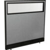 Interion® Office Partition Panel with Partial Window & Raceway 48-1/4""W x 46""H Gray