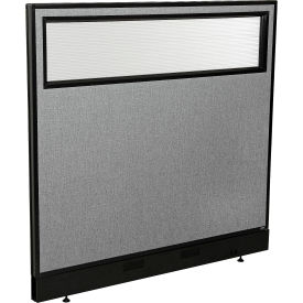 Interion® Office Partition Panel with Partial Window & Raceway 48-1/4""W x 46""H Gray