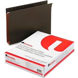 Universal® 2"" Box Bottom Pressboard Hanging Folder Letter Standard Green 25/Box