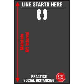 NoTrax® Interval Line Safety Message Mat 3/8"" Thick 4' x 12' Black