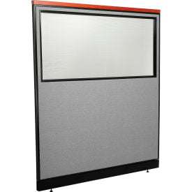 Interion® Deluxe Office Partition Panel w/Partial Window & Raceway 60-1/4""W x 65-1/2""H Gray
