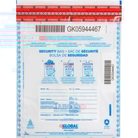 Global Industrial™ FraudStopper™ Tamper Evident Deposit Bag 9""W x 12""H Clear 100/Pack