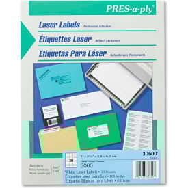 Avery® Pres-A-Ply Laser Address Labels 1 x 2-5/8 White 3000/Box