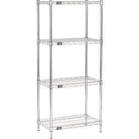 Nexel® 4 Shelf Chrome Wire Shelving Unit Starter 30""W x 14""D x 54""H