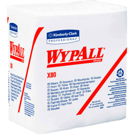 Wypall X80 Hydroknit Wipes 1/4 Fold 12-1/2' x 13"" White 50 Wipes/Pack 4/Case - KIM41026