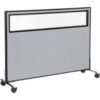 Interion® Mobile Office Partition Panel with Partial Window 60-1/4""W x 45""H Gray