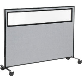 Interion® Mobile Office Partition Panel with Partial Window 60-1/4""W x 45""H Gray