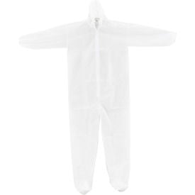 Global Industrial™ Disposable Polypropylene Coverall Elastic Hood & Boots WHT 2XL 25/Case