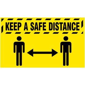 NoTrax® Keep a Safe Distance Safety Message Mat 3/8"" Thick 3' x 5' Yellow