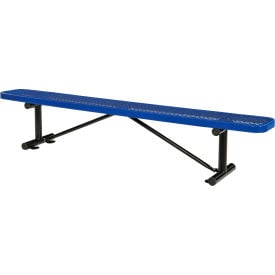 Global Industrial™ 8' Outdoor Steel Flat Bench Expanded Metal Blue