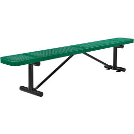 Global Industrial™ 8' Outdoor Steel Flat Bench Perforated Metal Green