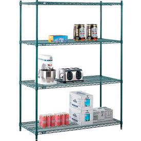 Nexel® 4 Shelf Poly-Green® Wire Shelving Unit Starter 54""W x 21""D x 74""H