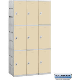 Salsbury 3-Tier 9 Door Plastic Locker 38-1/4""W x 18""D x 74""H Tan Unassembled