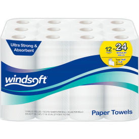 Windsoft® Premium Kitchen Roll Towels 2-Ply 6 x 11 White 110/Roll 12 Rolls/Carton