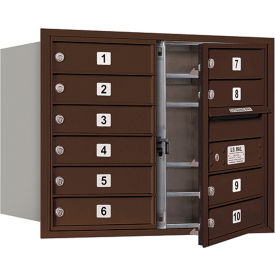 4C Horizontal Mailbox 23-1/2""H Double Column 10 MB1 Doors Front Load Bronze USPS
