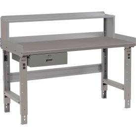 Global Industrial™ Workbench w/ Steel Square Edge Top & Riser 72""W x 30""D Gray