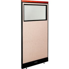 Interion® Deluxe Electric Office Partition Panel with Partial Window 36-1/4""W x 77-1/2""H Tan