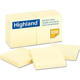 Highland™Self-Stick Pads 6549YW 3"" x 3"" Yellow 100 Sheets 12/Pack