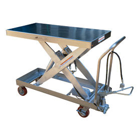 Stainless Steel Pneumatic Mobile Scissor Lift Table AIR-2000-PSS 2000 Lb.