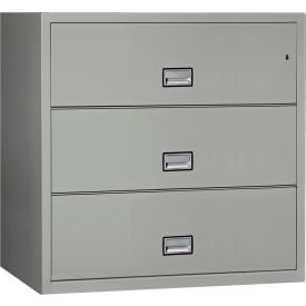 Phoenix Safe 3 Drawer Lateral File Cabinet Letter & Legal Size 44""W x 23-5/8""D x 41-3/4""H Gray