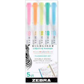Zebra® Mildliner Double Ended Highlighter Chisel/Bullet Tip Assorted Colors 5/Pack