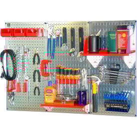Wall Control Pegboard Standard Tool Storage Kit Galvanized Red 48"" X 32"" X 9""