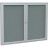 Ghent Enclosed Bulletin Board 2 Door 60""W x 48""H Gray Fabric/Silver Frame