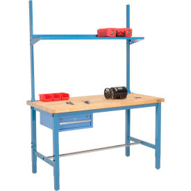 Global Industrial™ 96x36 Production Workbench Birch Square Edge - Drawer Upright & Shelf BL