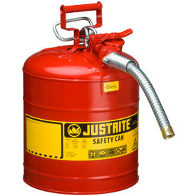 Justrite® Type II AccuFlow Steel Safety Can - 5 Gallon With 1"" Metal Hose 7250130
