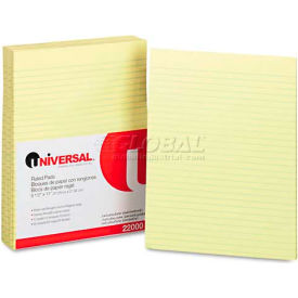Universal® Glue Top Writing Pads Wide Rule Letter Canary 50-Sheet Pads/Pack Dozen