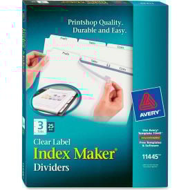 Avery Index Maker Clear Label Divider Blank 8.5""x11"" 3 Tabs 25 Sets White/White