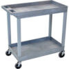 Luxor Plastic Utility Cart w/2 Shelves 400 lb. Capacity 35-1/4""L x 18""W x 34-1/4""H Gray