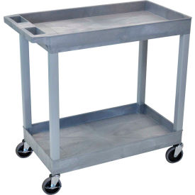 Luxor Plastic Utility Cart w/2 Shelves 400 lb. Capacity 35-1/4""L x 18""W x 34-1/4""H Gray